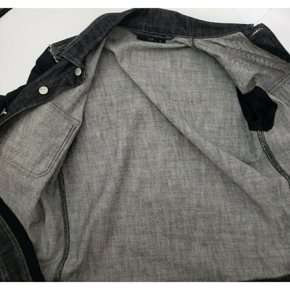 Federation + Denim Jacket Mens Medium Black Button Front - Picture 5 of 5
